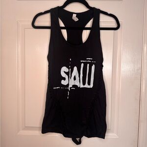 Next Level Apparel Black Saw Tank top with Hand Braided details